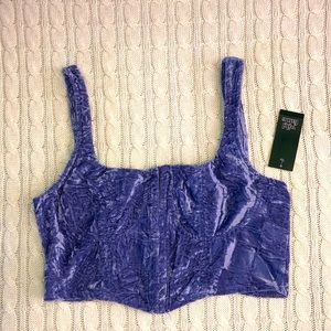 NWT – wild fable crushed velvet light purple corset like crop top, hook and eye